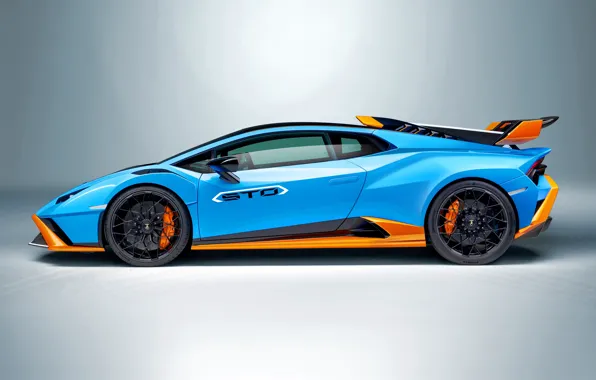 Картинка Lamborghini, blue, orange, huracan, sto, metal background