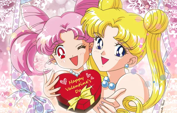 Картинка конфеты, сердечки, Bishoujo Senshi Sailor Moon, Chibiusa, валентинов день, Tsukino Usagi