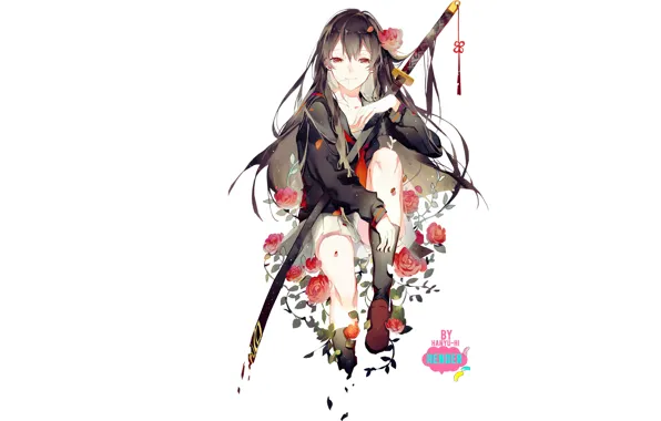 Картинка девушка, меч, by hanyu hi