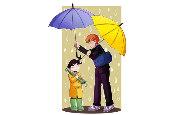 Картинка дождь, зонты, двое, by momokairu15