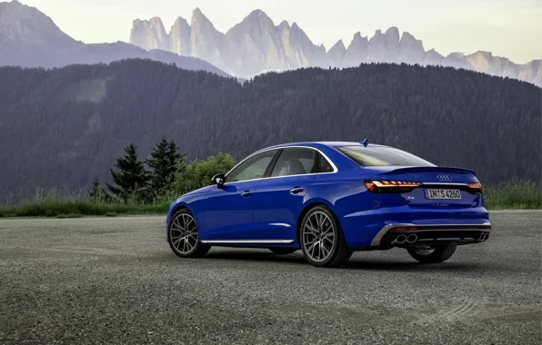 Картинка синий, Audi, седан, сбоку, Audi A4, Audi S4, 2019