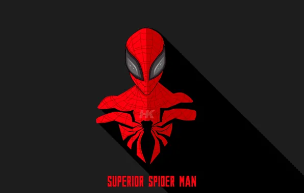 Картинка красный, фантастика, арт, костюм, черный фон, комикс, Человек-паук, MARVEL, Spider-Man, Superior Spider-Man