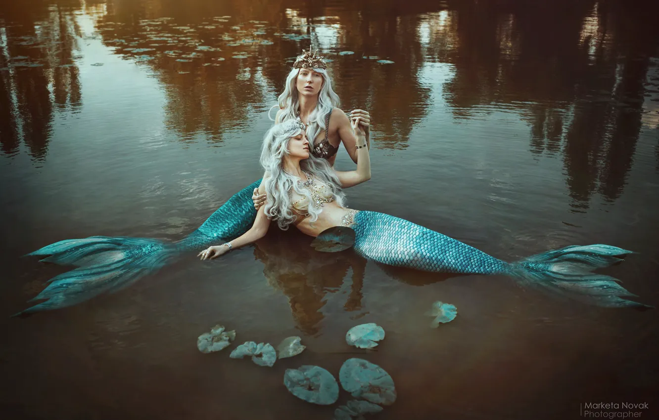 Фото обои девушки, русалки, водоём, Marketa Novak