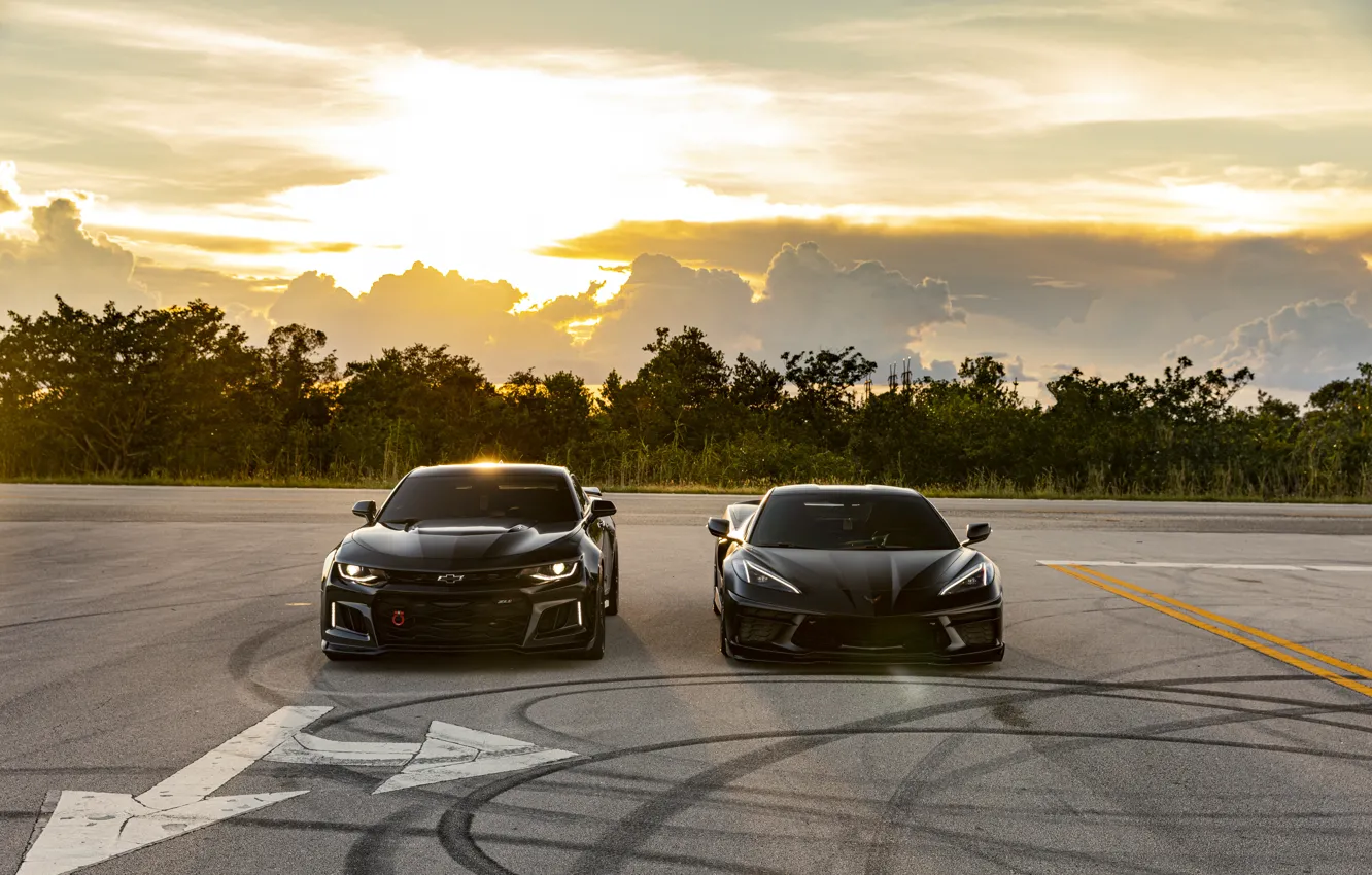 Фото обои Corvette, Camaro, Black, ZL1