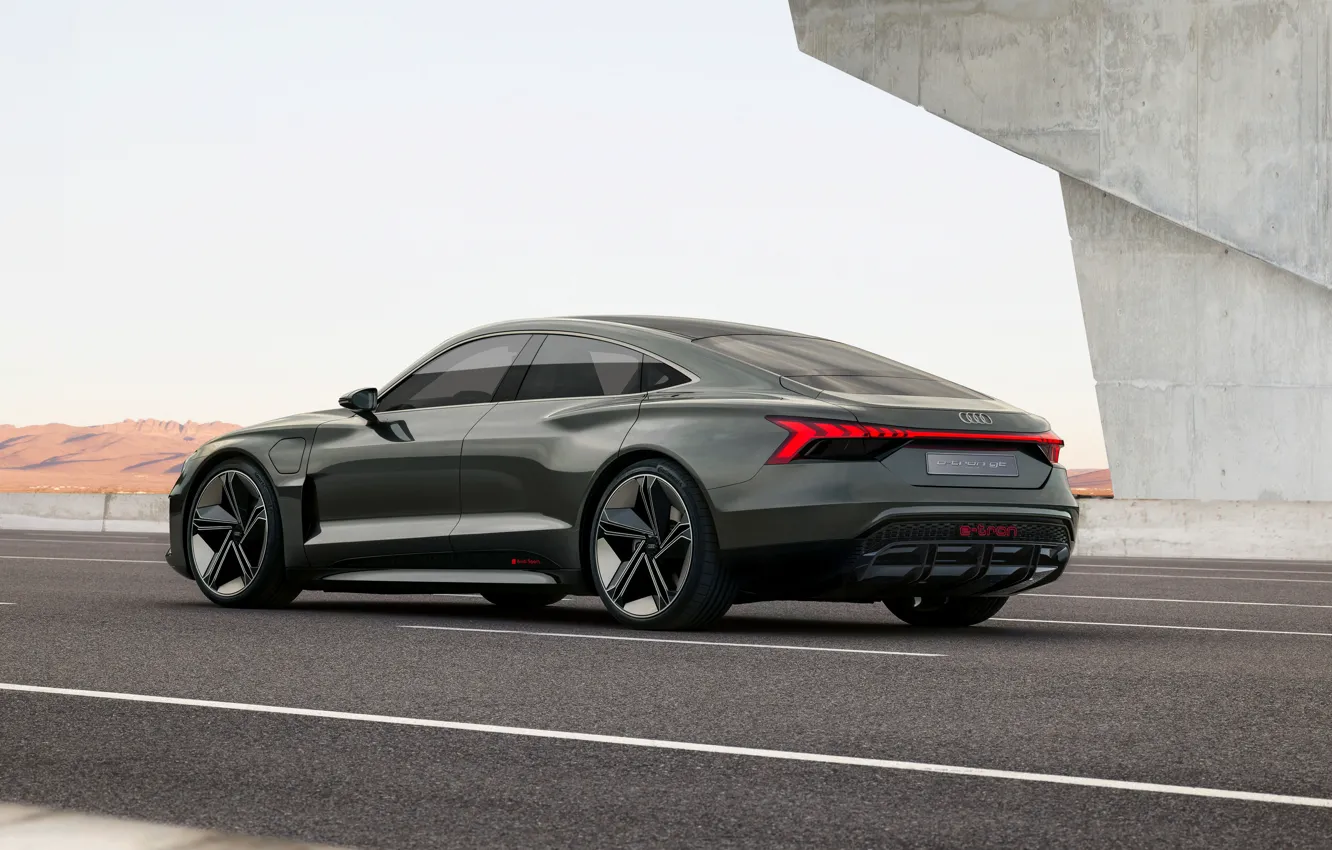 Фото обои Audi, купе, шоссе, 2018, e-tron GT Concept, четырёхдверное