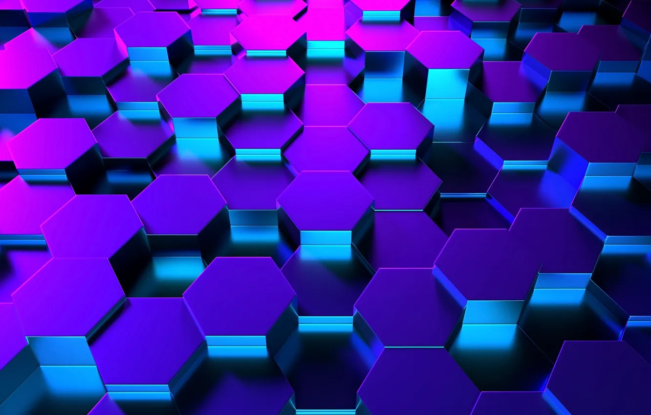 Фото обои отражение, соты, неон, honeycomb, шестиугольники, neon, reflection, hexagons