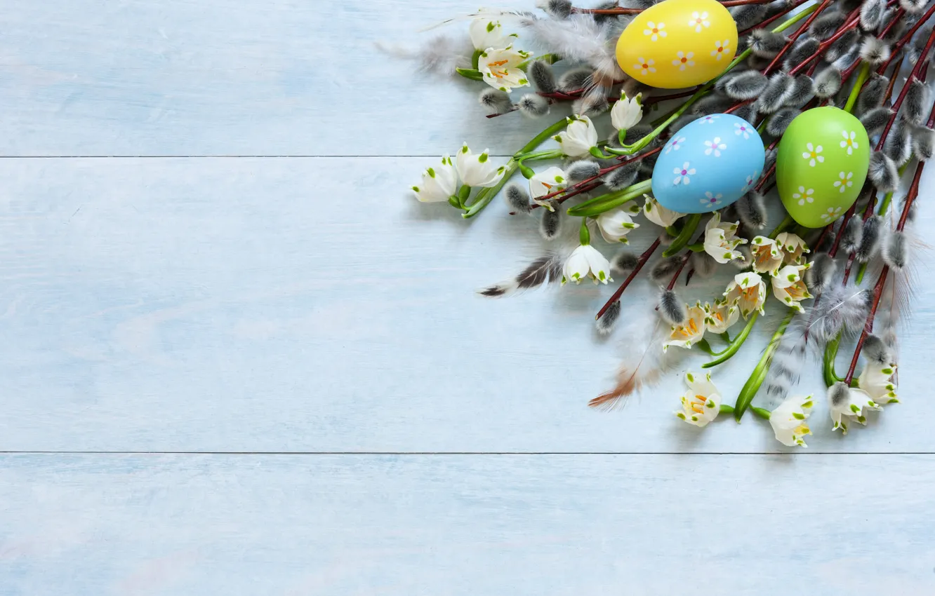 Фото обои цветы, яйца, colorful, Пасха, happy, wood, верба, flowers, Easter, eggs, decoration