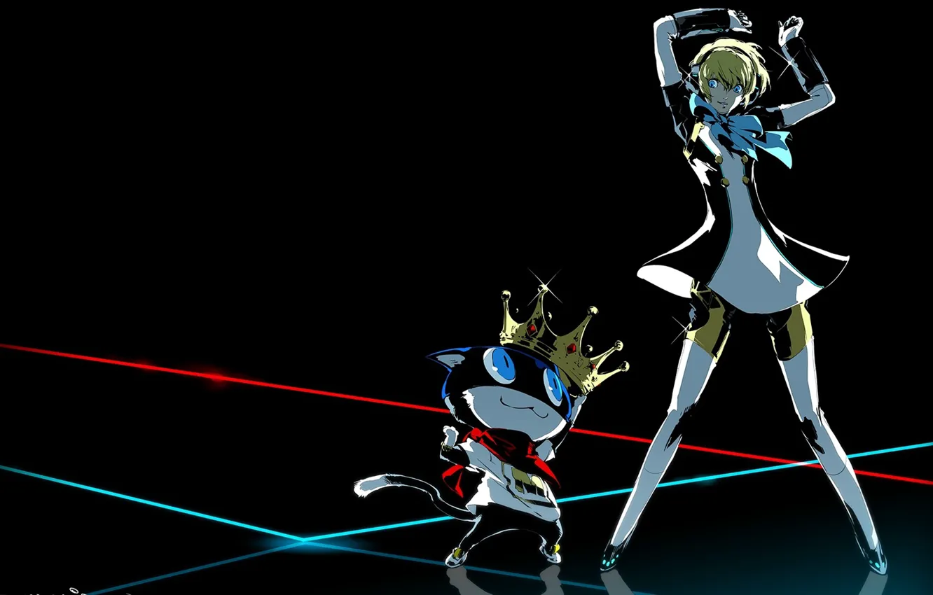 Фото обои кот, девушка, танец, Persona 5 Dancing in Starlight