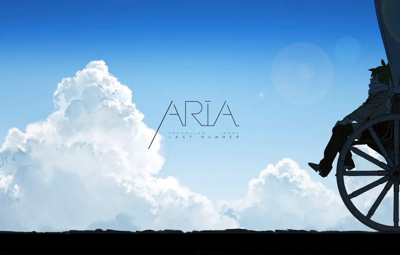 Фото обои girl, sky, anime, clouds, mood, Aria, wagon, wheel, artwork, anime girl, Aria - Last Number