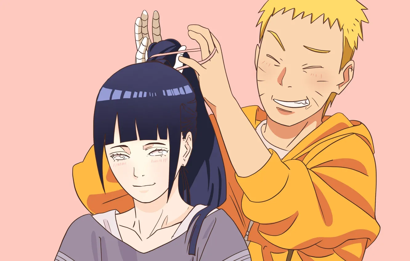 Фото обои улыбка, пара, двое, Наруто, Naruto, идиллия, Наруто Узумаки, Boru...