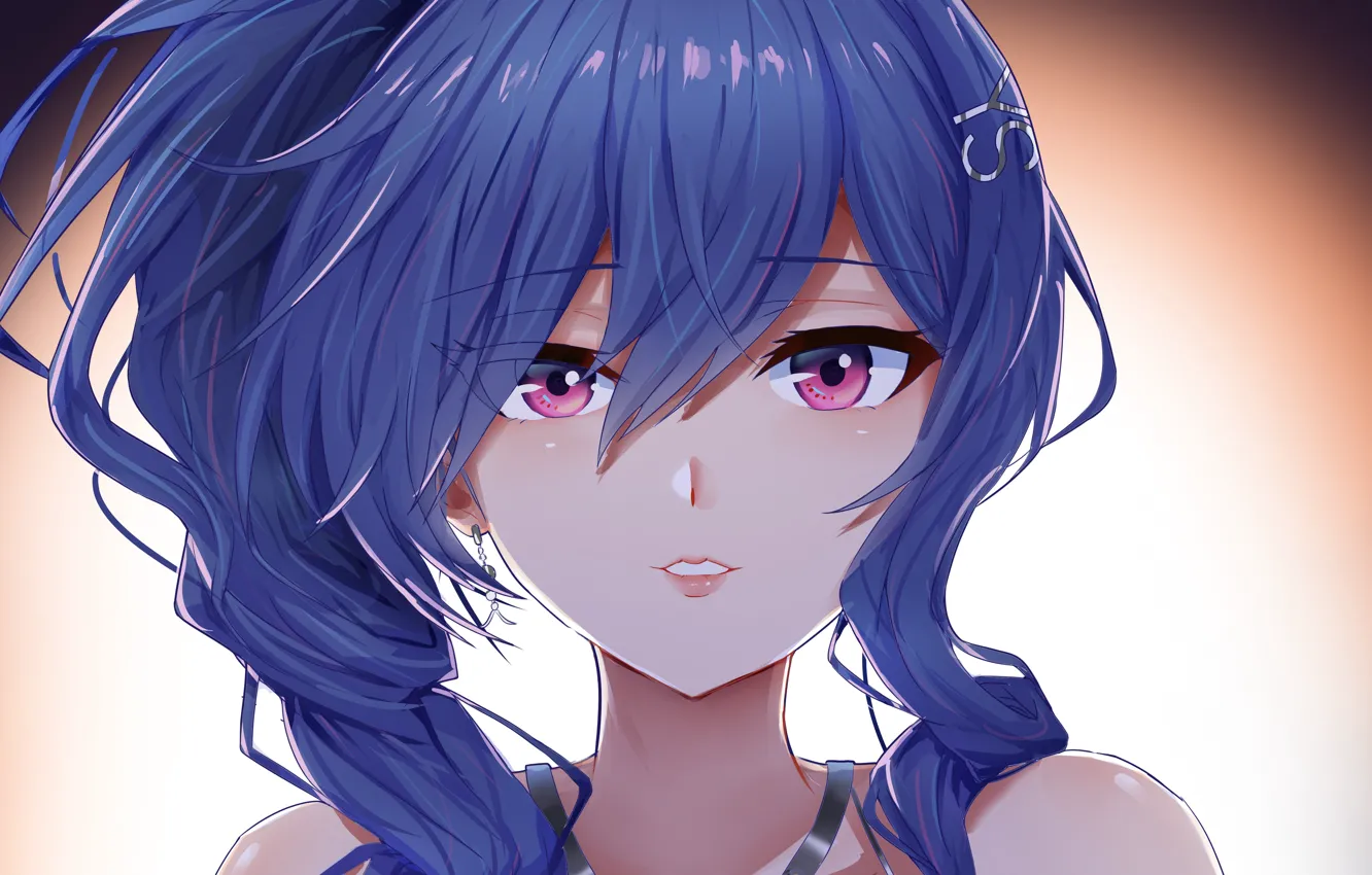 Kawaii anime girl with blue hair and big eyes - wide 3