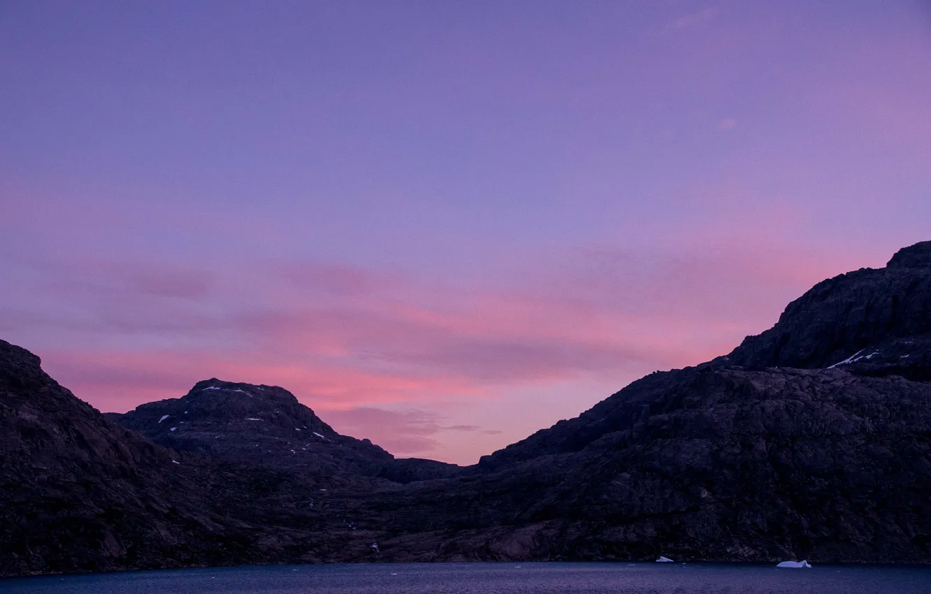 Фото обои небо, облака, горы, природа, озеро, скалы, Гренландия, Greenland, Prince Christian Sound