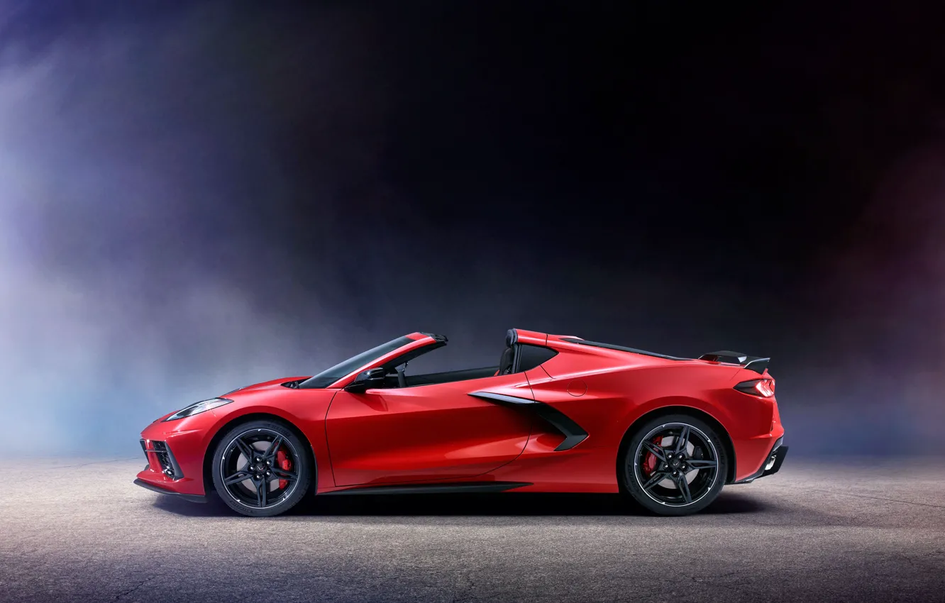 Фото обои Corvette, Chevrolet, вид сбоку, Stingray, 2020, C8. 