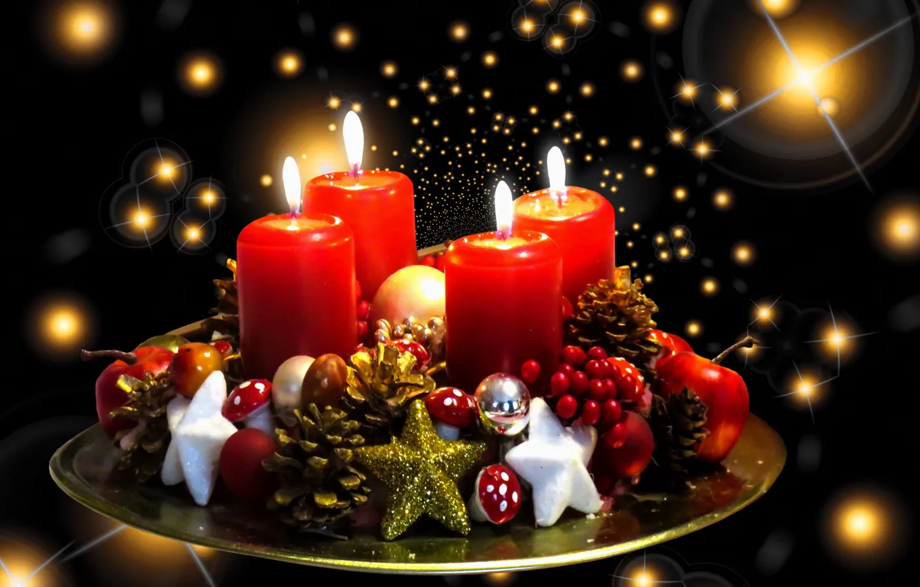 Фото обои праздник, яблоки, огоньки, Новый Год, Happy New Year, с новым годом, Merry Christmas, 2022, горящие …