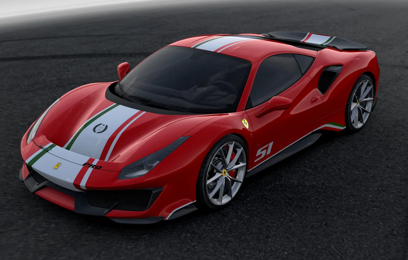 Фото обои асфальт, фон, Ferrari, 2019, 488 Pista Piloti Ferrari