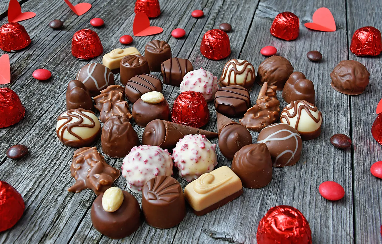 Фото обои любовь, сердце, конфеты, heart, chocolate, candy