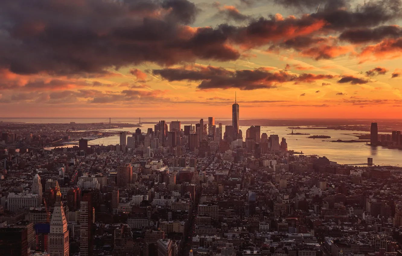 Фото обои city, New York, New York sunset