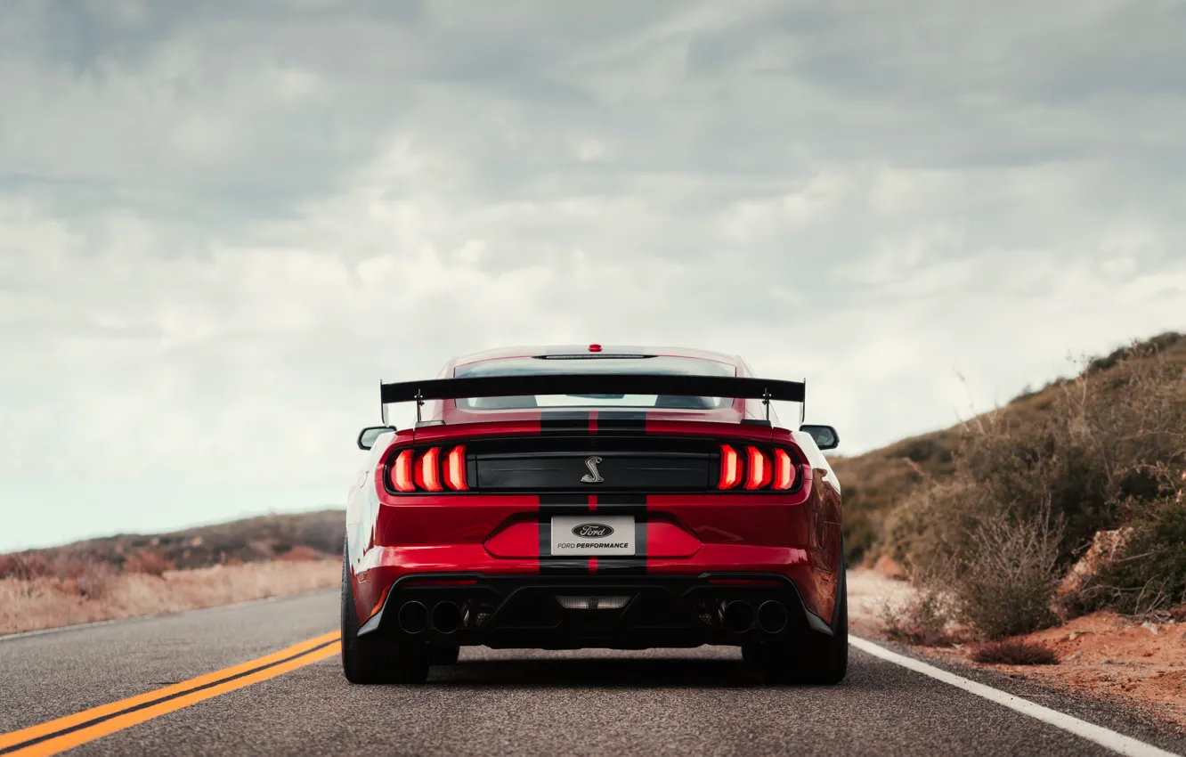 Фото обои Mustang, Ford, Shelby, GT500, кровавый, корма, 2019
