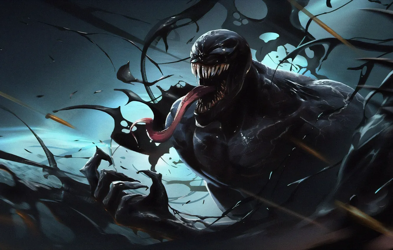 Фото обои арт, щупальца, Веном, Venom, симбиот. 