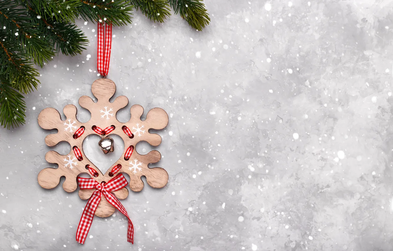 Фото обои снег, Новый Год, Рождество, Christmas, snow, New Year, decoration, snowflake, Happy, Merry, fir tree, ветки …