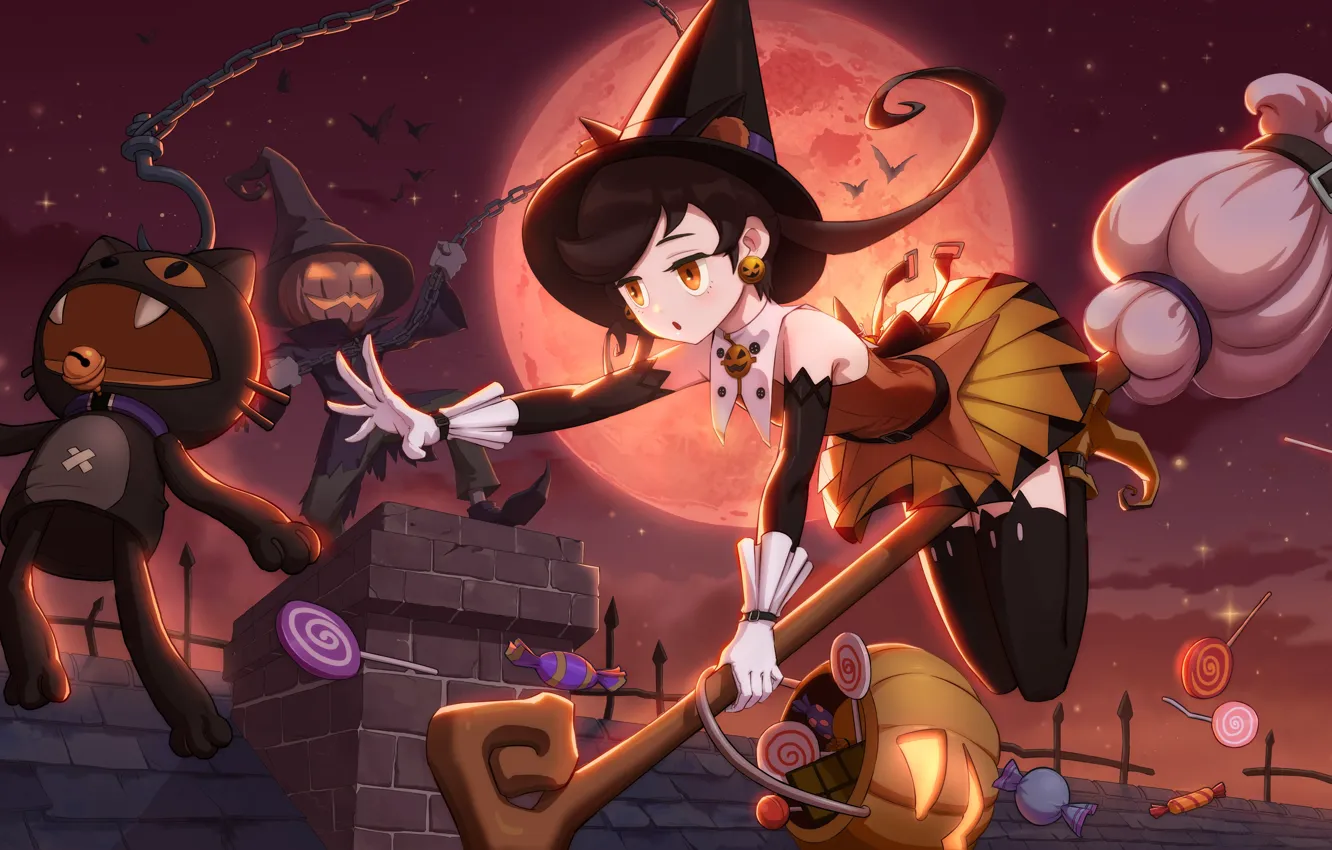 Фото обои праздник, девочка, хеллоуин