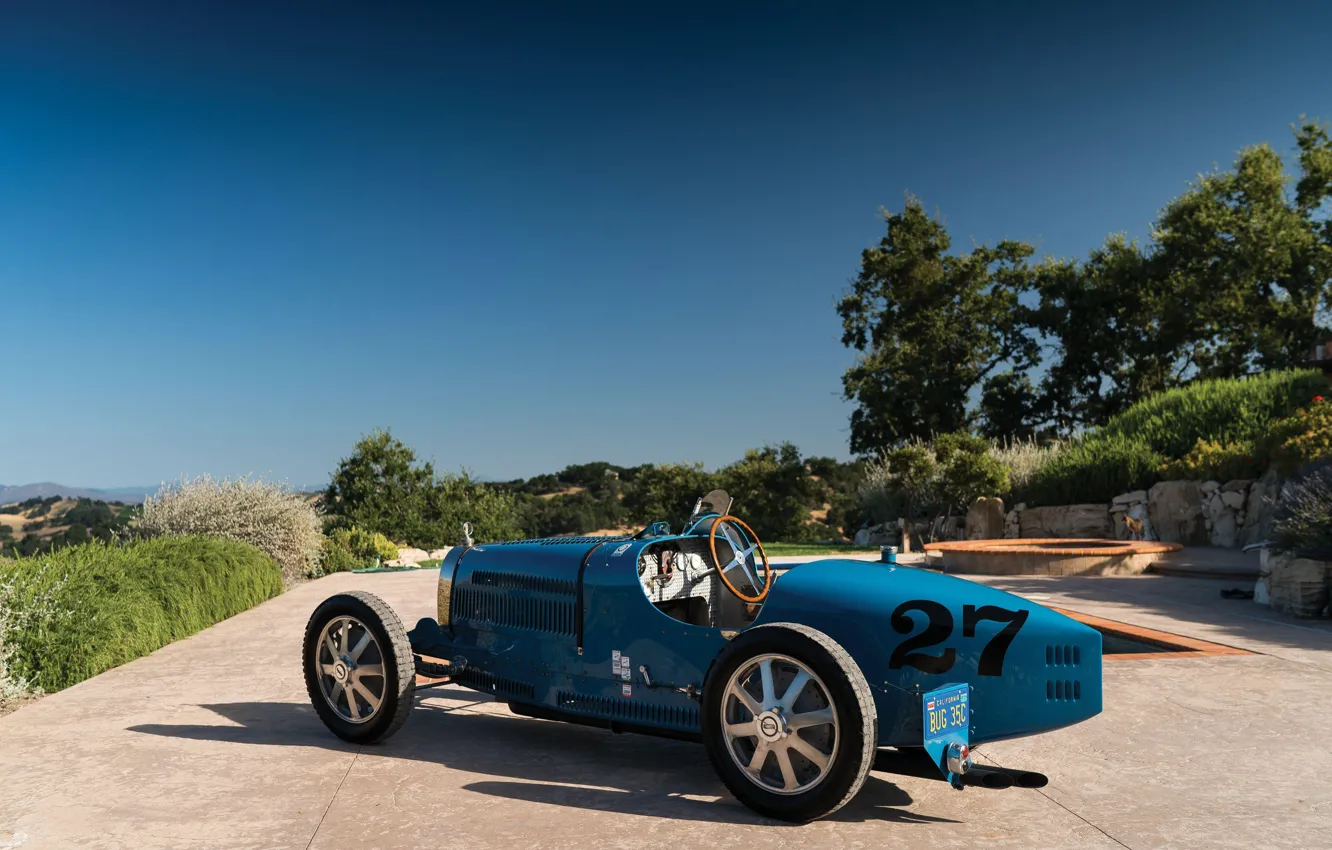 Фото обои Blue, Vintage, 1927, Bugatti Type 35C