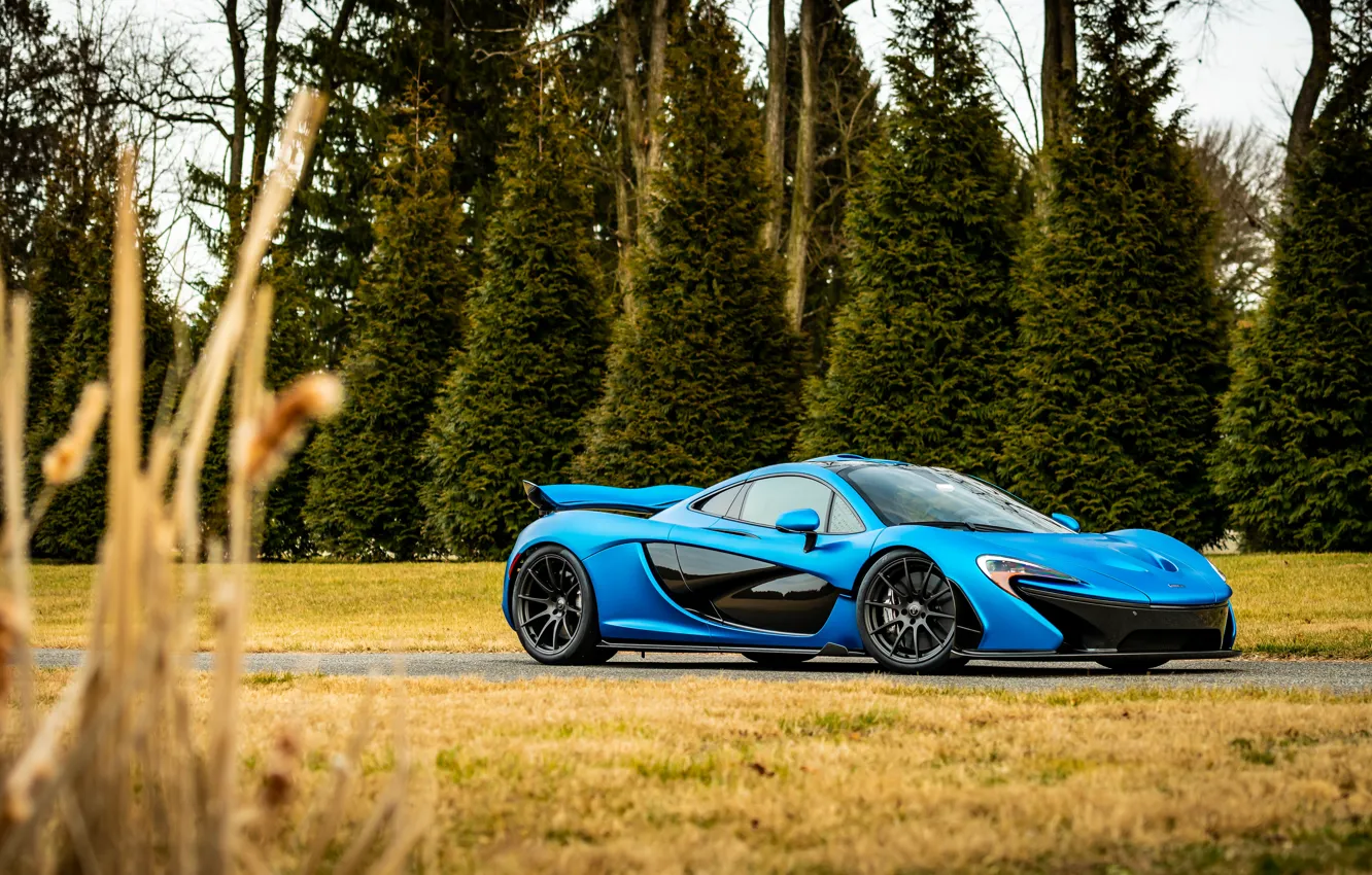 Фото обои McLaren, Blue, Black, P1
