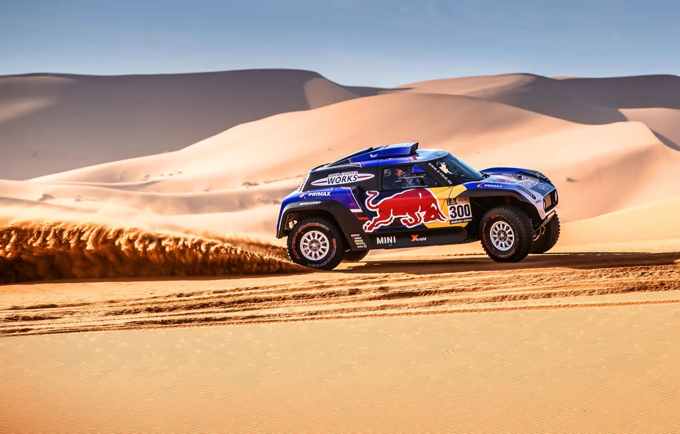 Фото обои Песок, Авто, Mini, Спорт, Пустыня, Машина, Скорость, 300, Rally, ...
