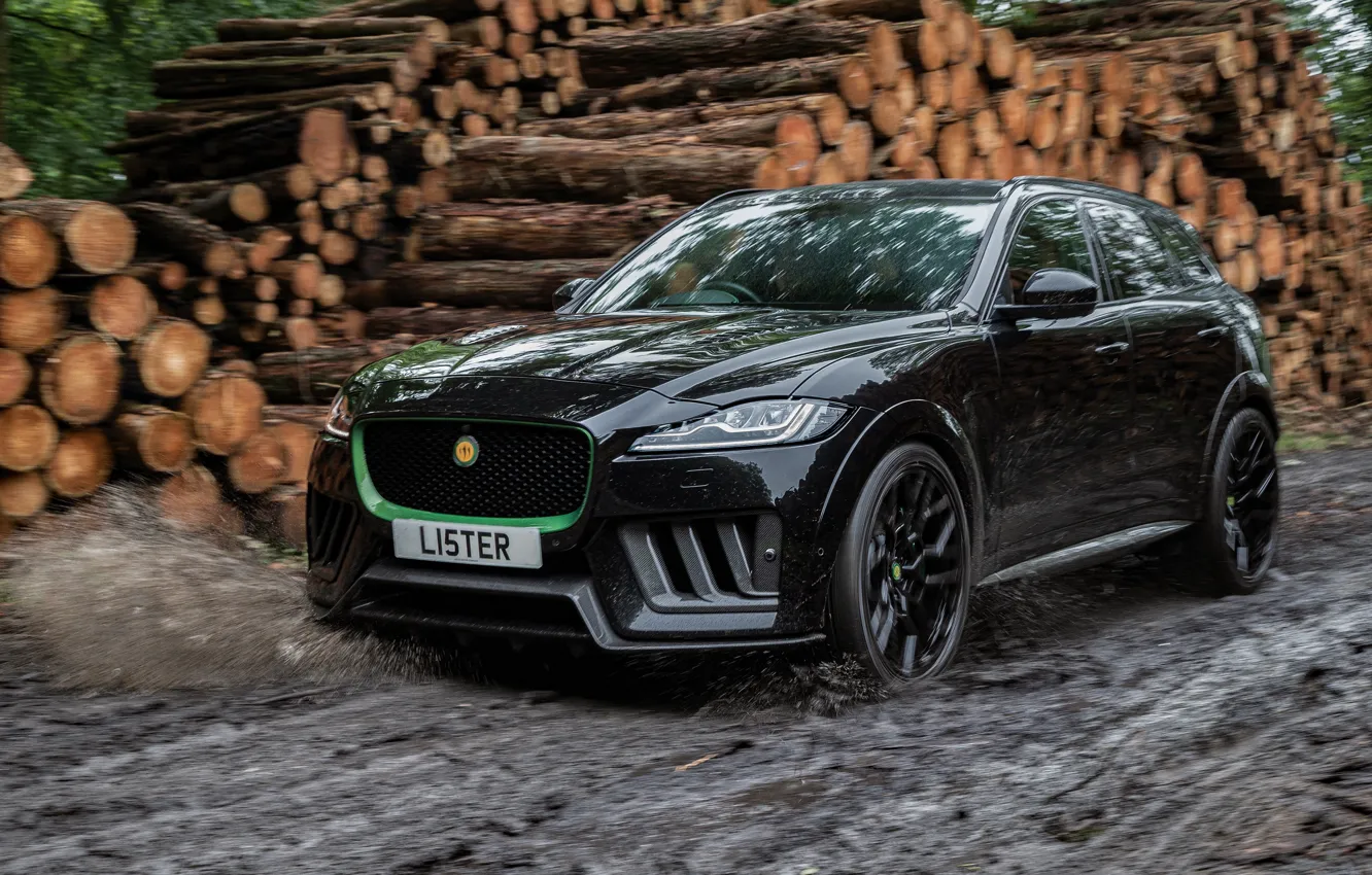 Фото обои Jaguar, Front, Black, Mud, F-Pace, 2020, Lister Stealth