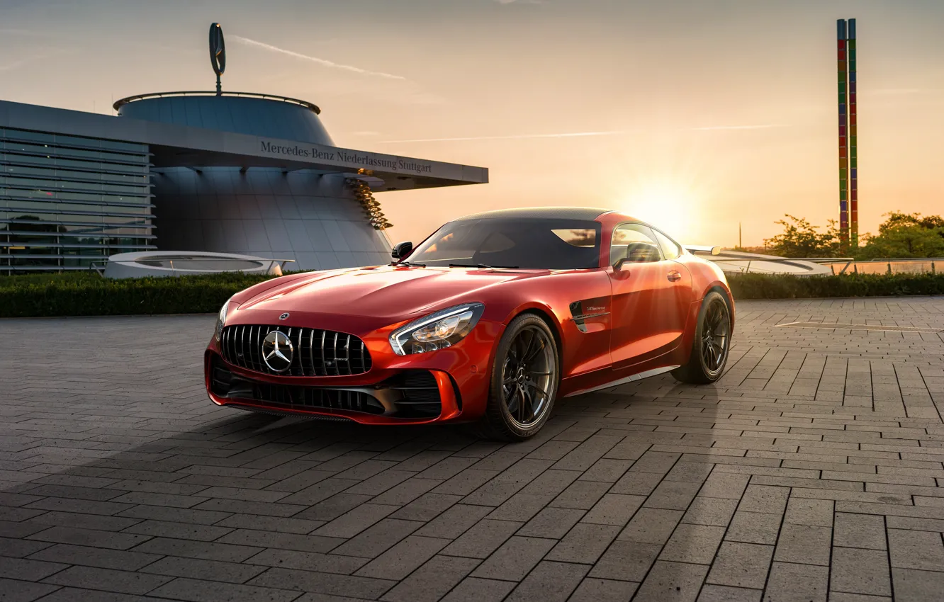 Фото обои закат, рендеринг, Mercedes-Benz, AMG, CGI, GT R, 2019, by Ahmed A...