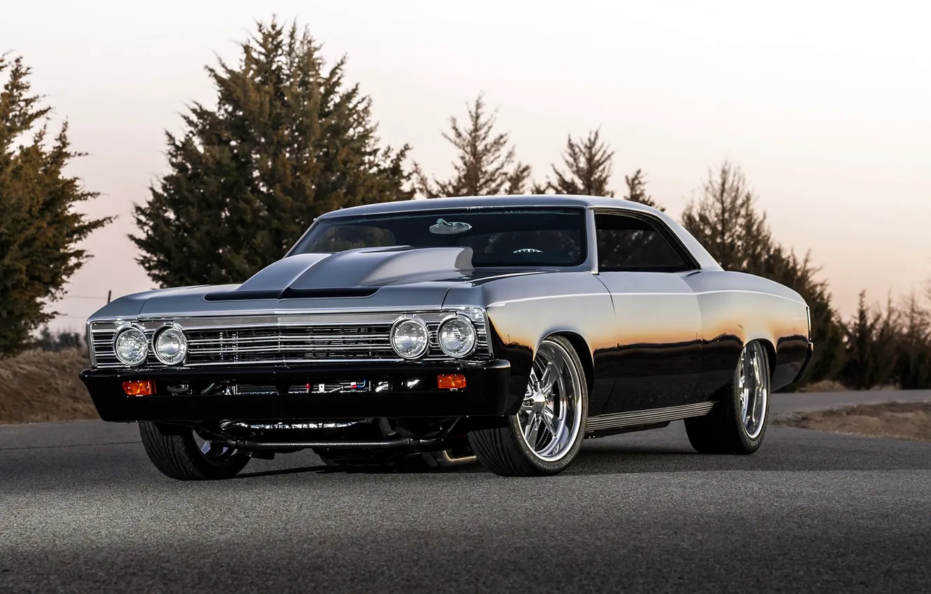 Фото обои Muscle, Classic, Front, Coupe, Chevy, Chevelle, Vehicle