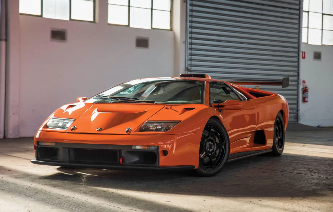 Фото обои Orange, Classic, Supercar, Lamborghini Diablo GTR. 