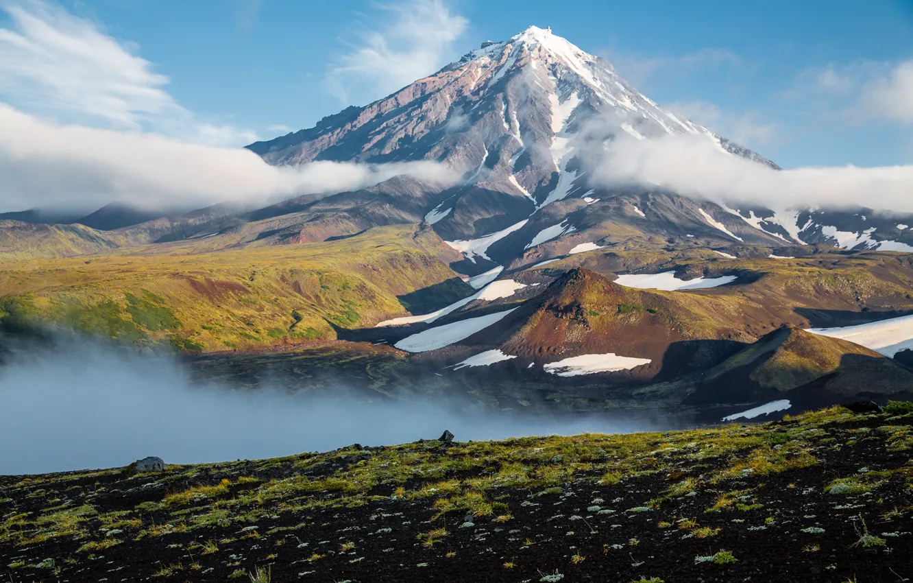 Фото обои Горы, Россия, Russia, Камчатка, Mountains, Kamchatka