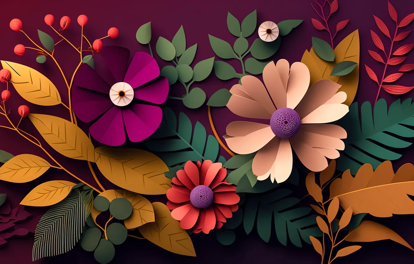 Фото обои листья, цветы, фон, colorful, натюрморт, flowers, background, leaves, still life, композиция, bright, composition, floral, цветочная
