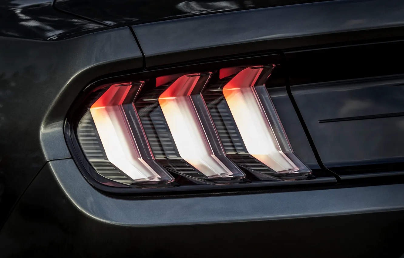 Фото обои Ford, фара, кабриолет, 2018, корма, тёмно-серый, Mustang GT 5.0 Convertible