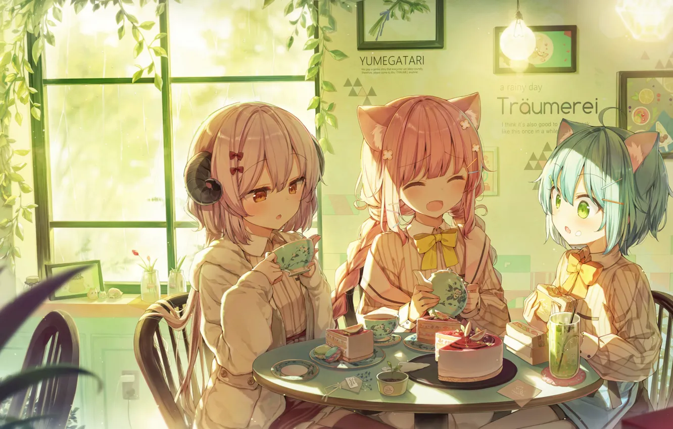 Фото обои девочки, фэнтези, чаепитие