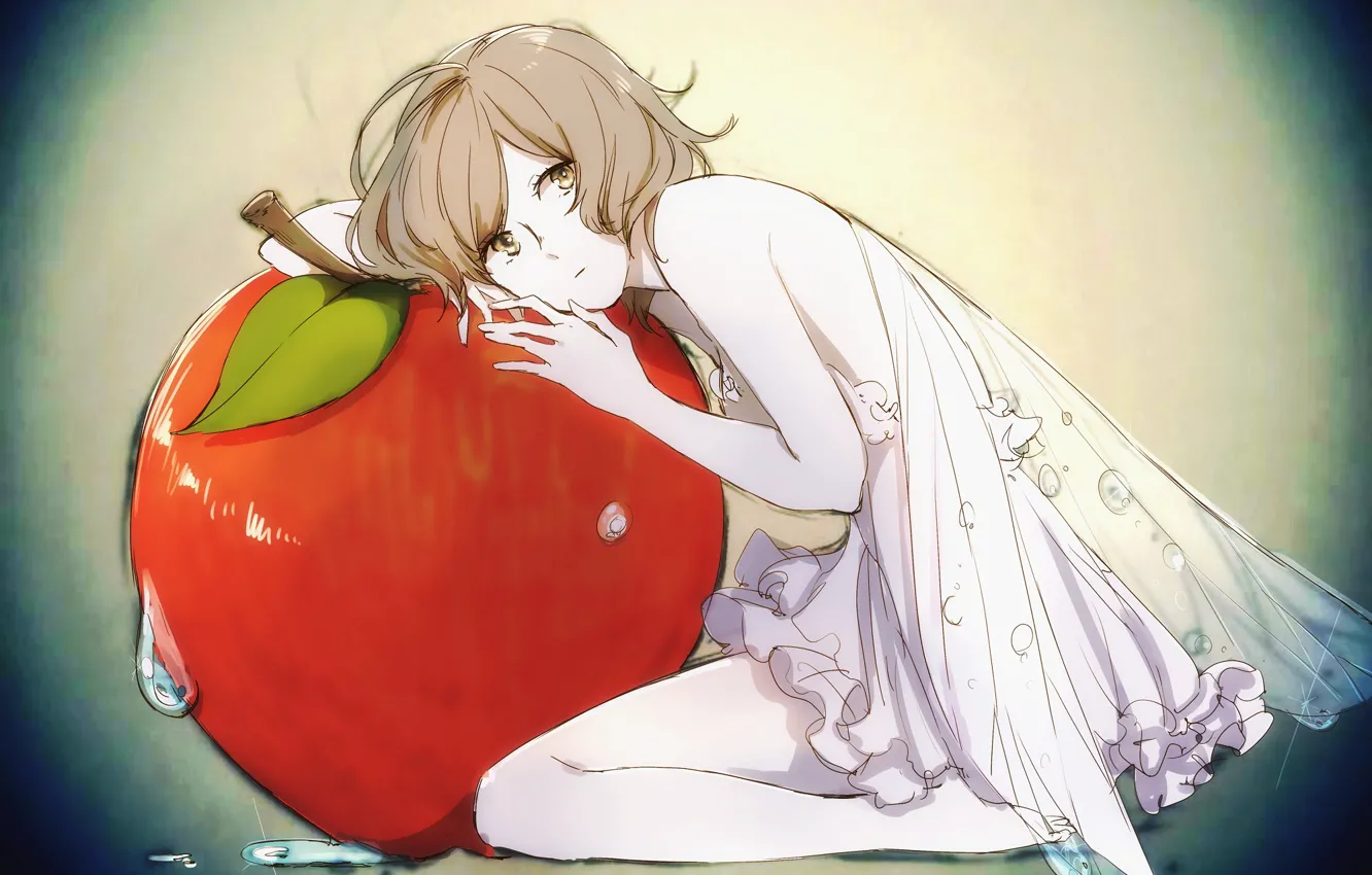 Фото обои девушка, яблоко, фея