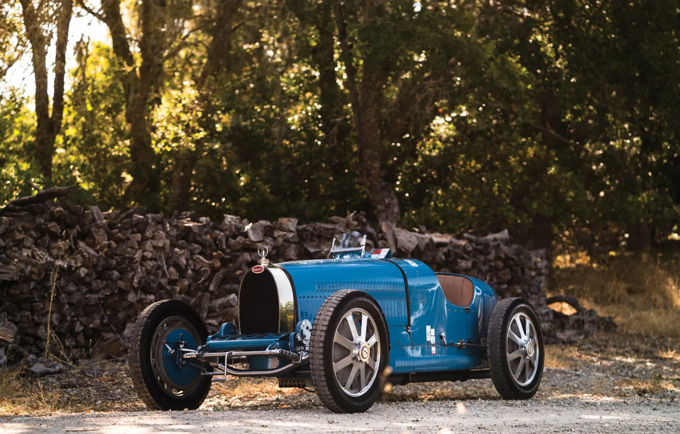 Фото обои Ретро, Blue, 1927, Спортивный автомобиль, Bugatti Type 35C