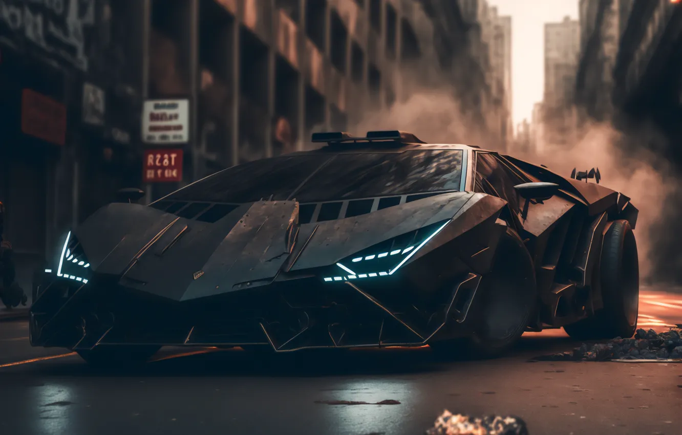 Фото обои car, Lamborghini, art, street, futuristic