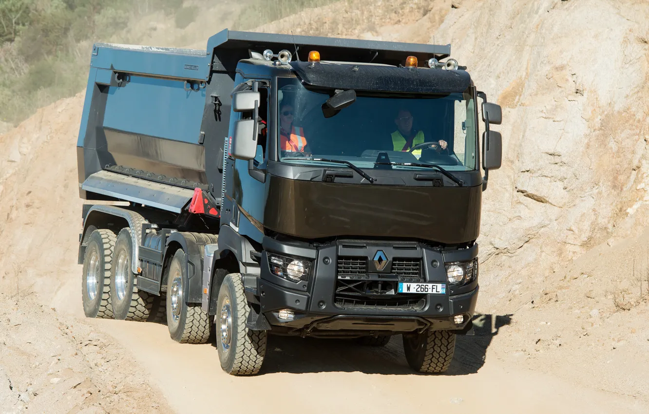 Фото обои Renault, кузов, карьер, самосвал, четырёхосный, Renault Trucks, K-series