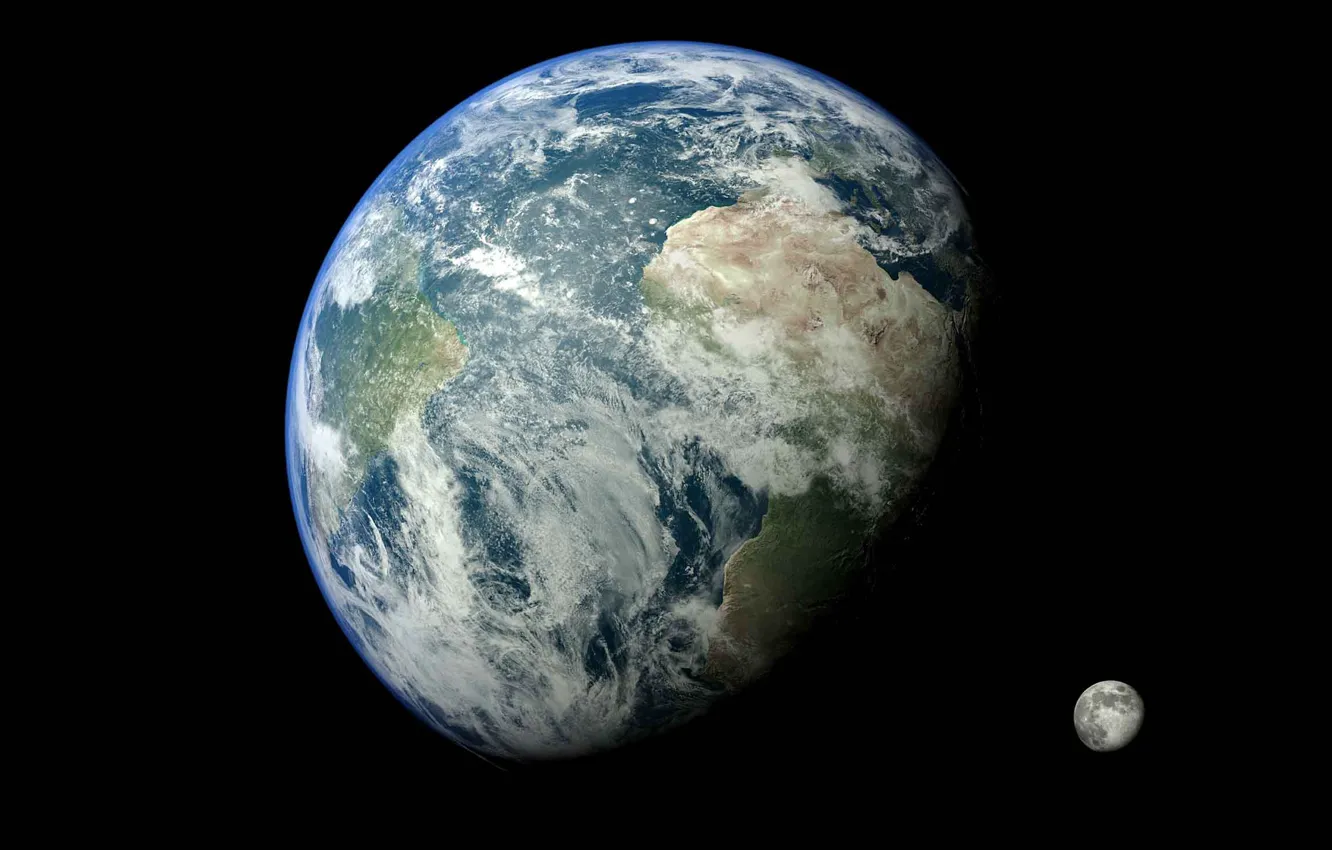 Фото обои пространство, земля, луна, мир, планета