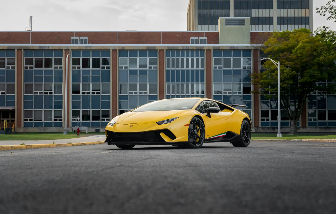 Фото обои Lamborghini, Yellow, Huracan Performante