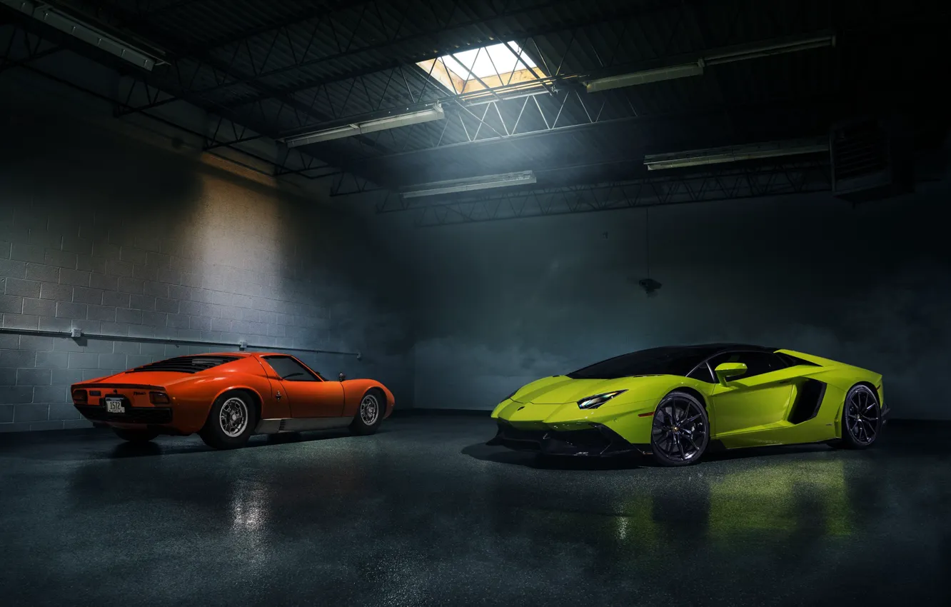 Фото обои Lamborghini, Miura, Aventador