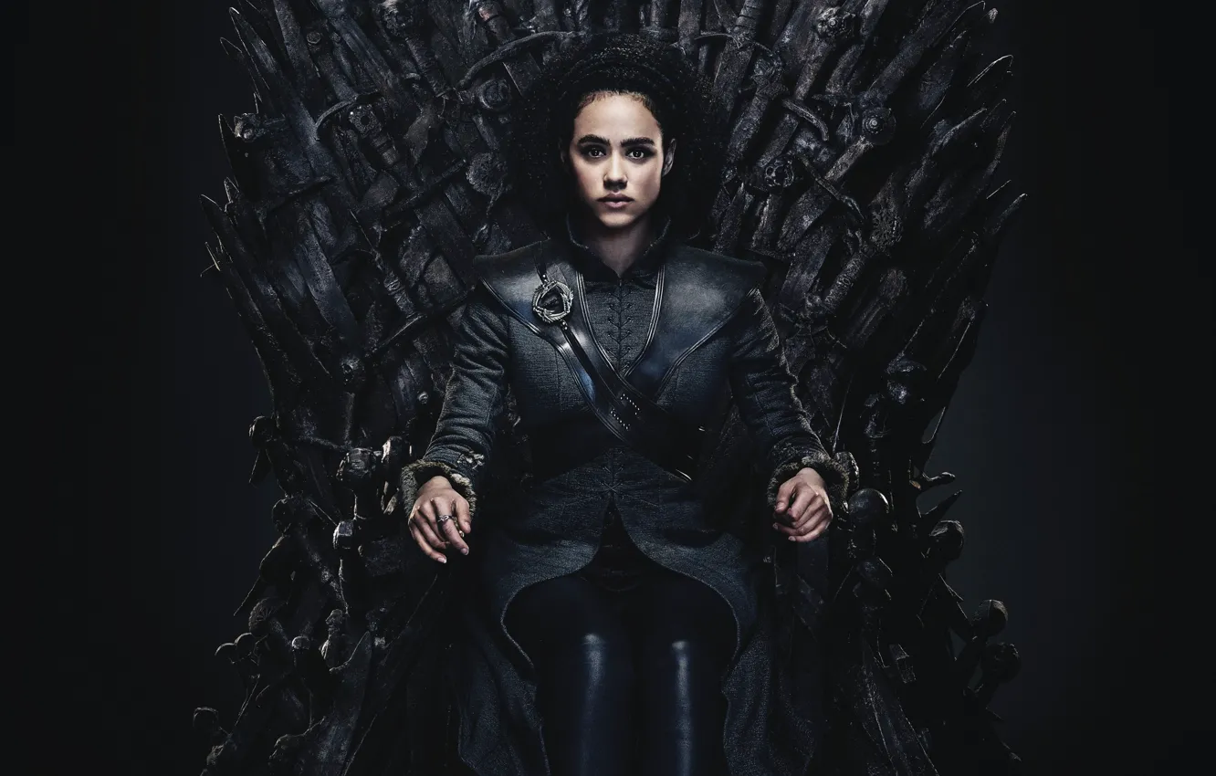 Фото обои Game of Thrones, iron, sitting, throne, Nathalie Emmanuel, Missandei