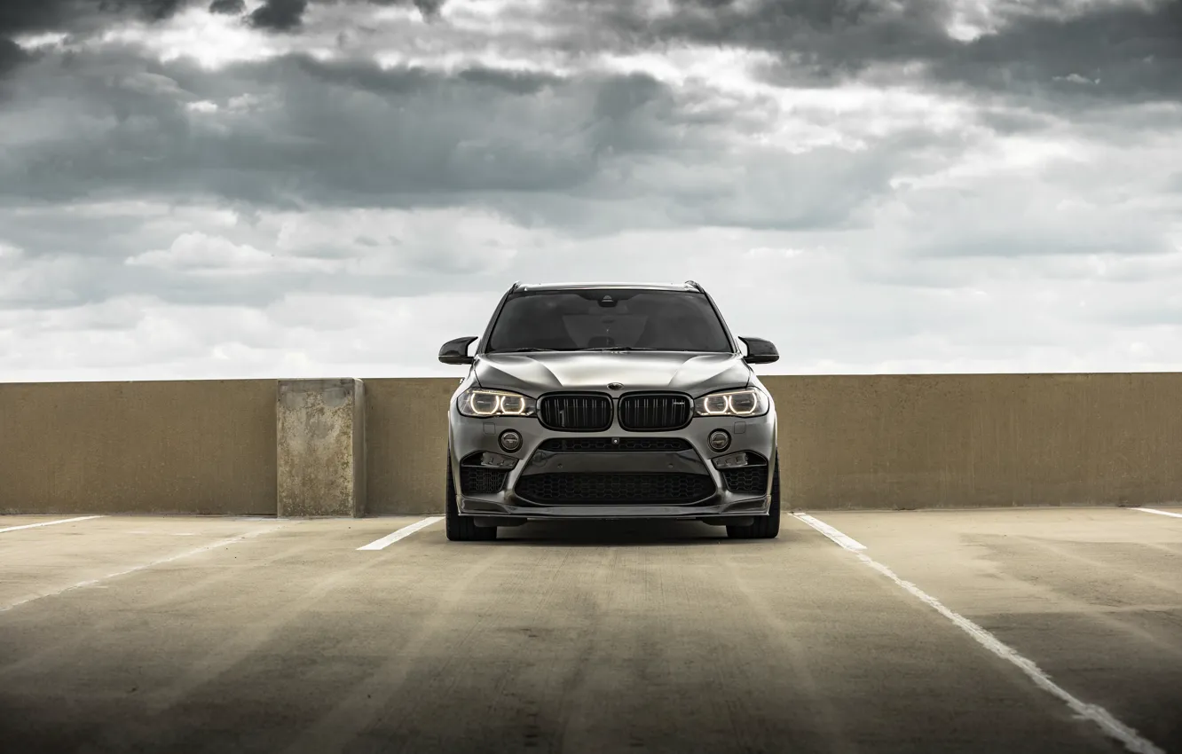 Фото обои BMW, Clouds, Sky, Front, Face, X5M, F85