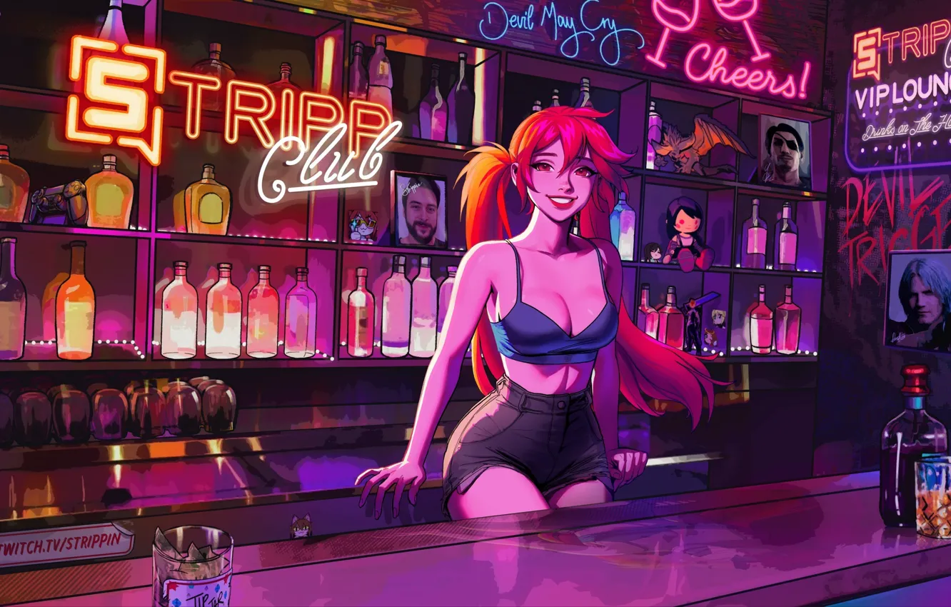 Девушка в баре арт