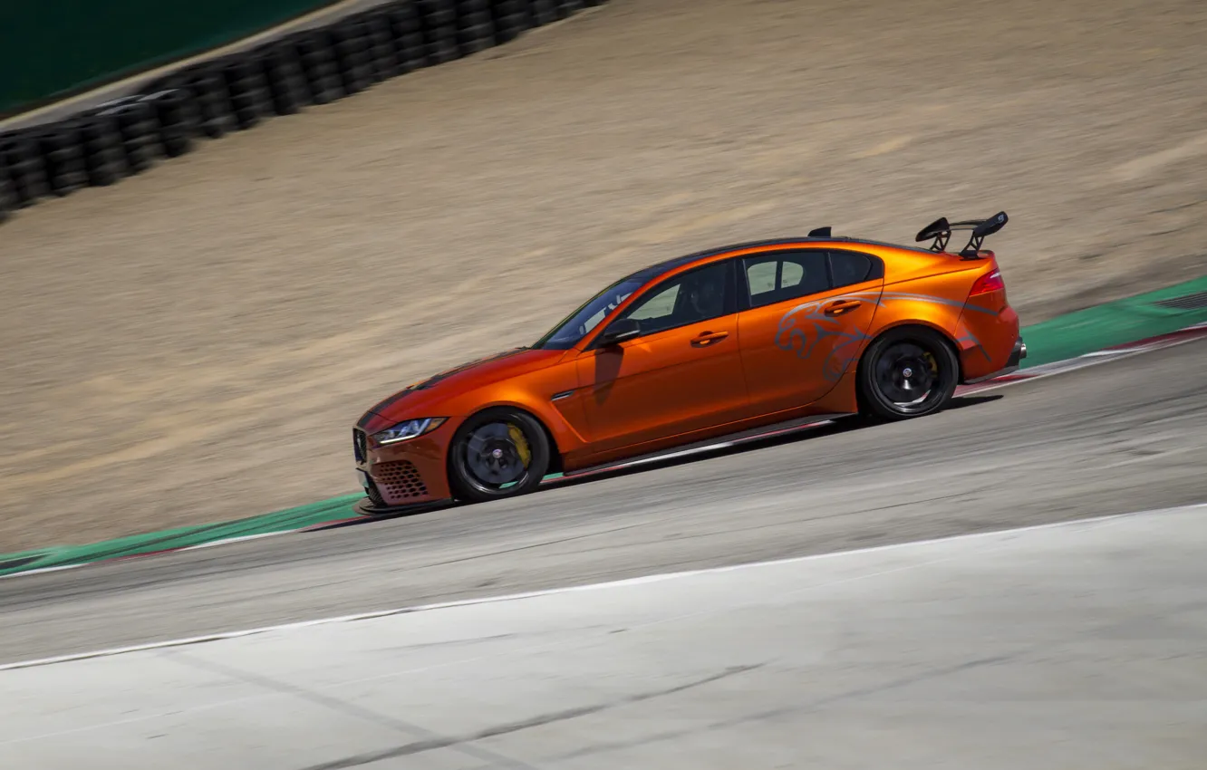 Фото обои оранжевый, Jaguar, вид сбоку, 2018, XE SV Project 8