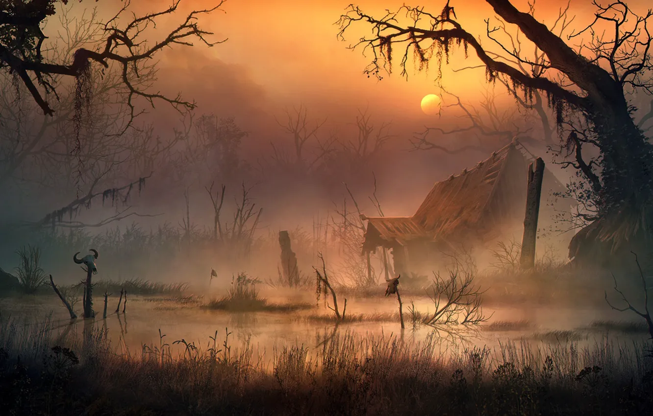 Фото обои болото, смрад, Vladimir Manyukhin, The swamp witch