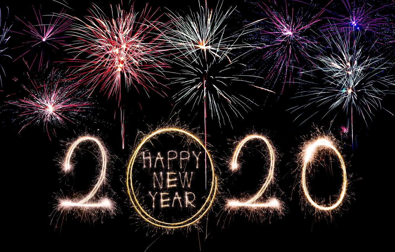 Фото обои ночь, огни, салют, colorful, Новый Год, happy, night, New Year, fireworks, 2020