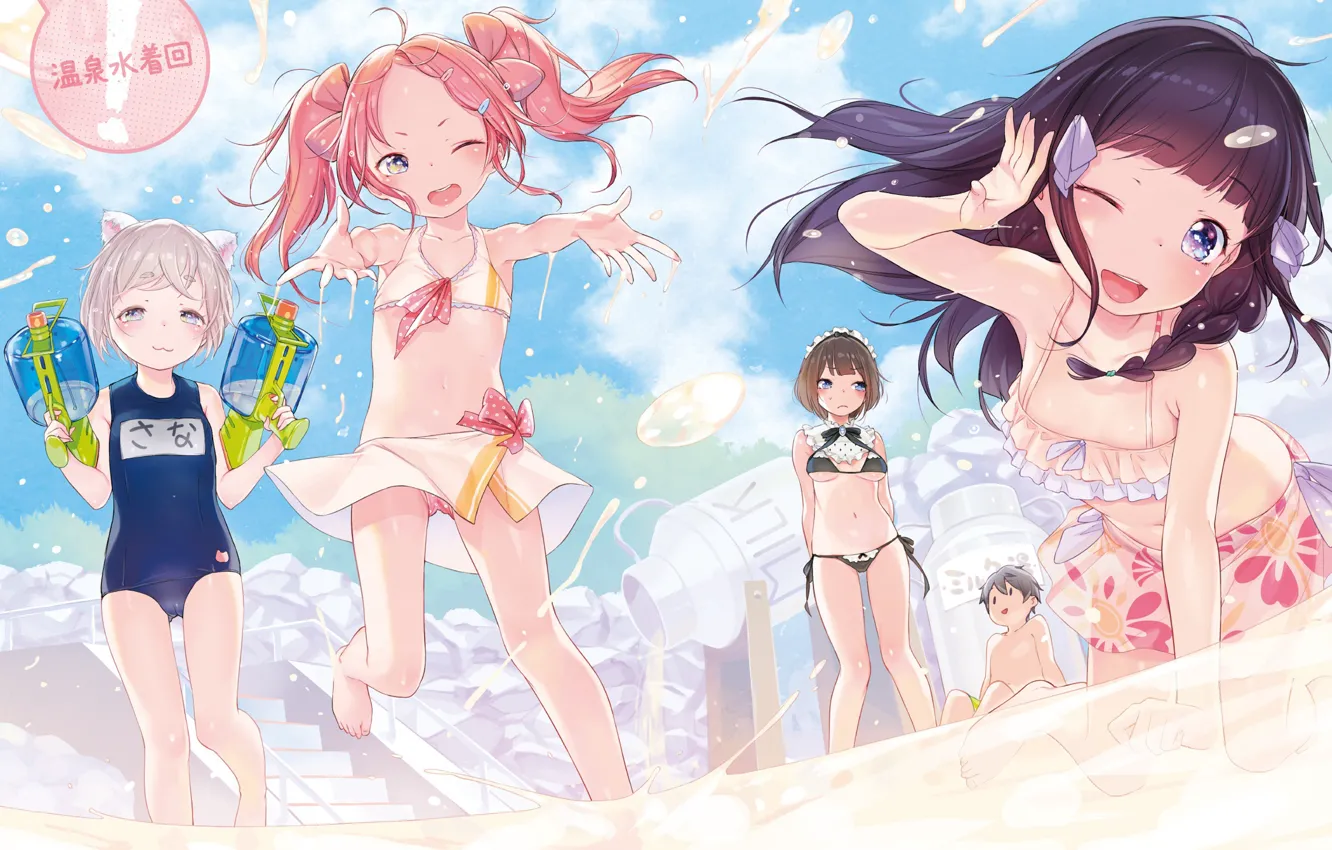 Фото обои пляж, лето, девочки, kyou kara ore wa loli no himo!